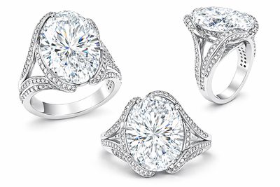 Flawless 8.00 Ct  GIA Oval Cut Diamond Ring Platinum 950 Round Brilliant Accents