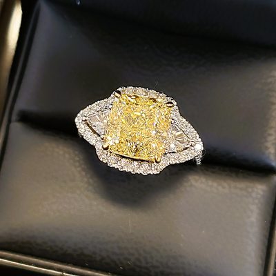 Center 5 CT GIA Certified Cushion Diamond with Triangle & Round Sides -Platinum