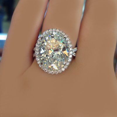 5.00 Carat Oval Cut Diamond Engagement Ring GIA Certified 18K White Gold