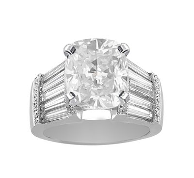 GIA Certified Diamond Engagement Ring 18k White Gold 5.40 carat Cushion Cut