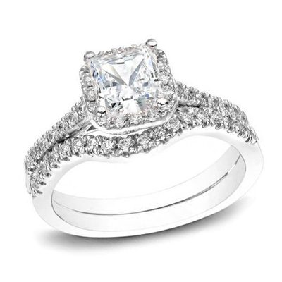 Princess Cut Square Halo 2.70 CT Diamond Bridal Set Ring 18k Gold