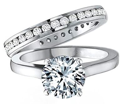 Solitaire Setting Round Cut 3.00 Carat 18k Diamond Bridal Set Ring GIA Certified