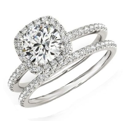 18k White Gold 2.50 Carat GIA Certified Round Shape Diamond Bridal Ring Set