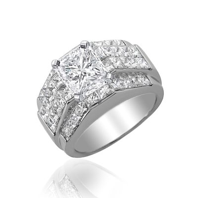 Brand New Design GIA Cert Diamond Bridal Set 4.20 Carat Radiant Cut 18k Gold