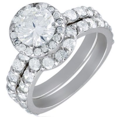GIA Certified Classic Round Shape 2.20 CT Diamond Bridal Set Ring 18k Gold