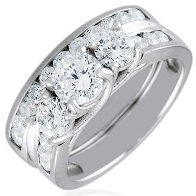 Diamond Bridal Set Ring Round Shape 2.50 Carat IGI Certified 18k Gold