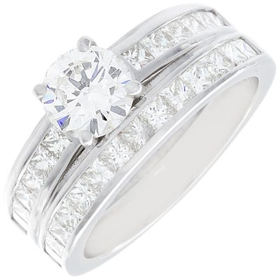 Round Cut Diamond 3.00 Carat GIA Certified Bridal Set Ring 18k Gold