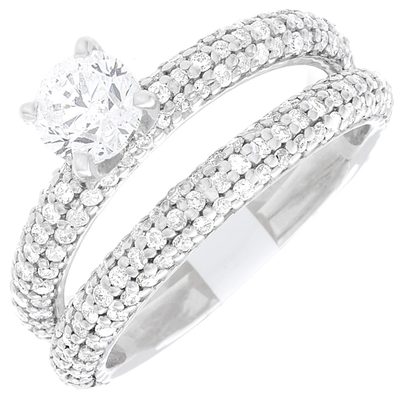Diamond Round Shape 3.00 CT GIA Certified 18k White Gold Bridal Set Ring