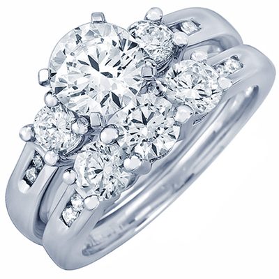 Classic Design Round Cut Diamond Bridal Set Ring 18k Gold GIA Certified