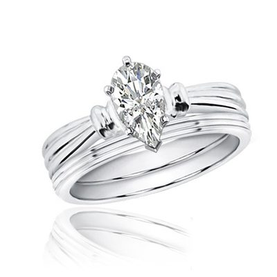 Solitaire Pear Shape GIA Certified Diamond Bridal Ring Set 1.00 CT 18k Gold