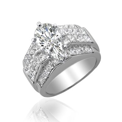 Pear & Princess Cut Diamond 4.00 Carat GIA Certified Diamond Bridal Set 18k Gold