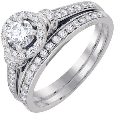 Platinum Diamond Bridal Set Ring 2.00 Carat Round Cut GIA Certified