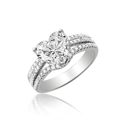 GIA Certified Platinum Diamond Bridal Set Ring Flawless Heart Shape 2.25 CT