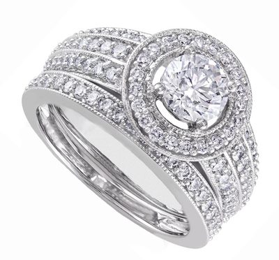 Diamond Bridal Ring Set GIA Certified 2.50 Carat 18k White Gold Round Cut