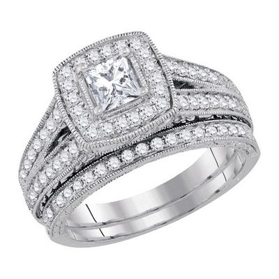 2.50 Carat Princess Cut Diamond 18k Gold GIA Certified Bridal Set Ring