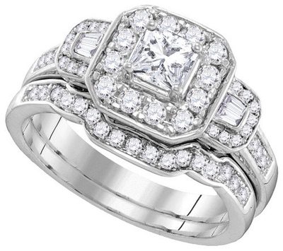 Princess Cut Diamond 2.50 CTW Wedding Ring Sets 18k Gold GIA Certified