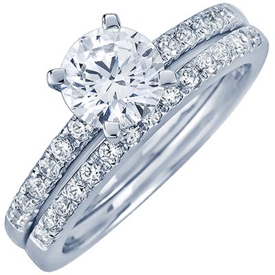 GIA Certified 3.00 Carat Round Cut Diamond Bridal Set Ring 18k White Gold