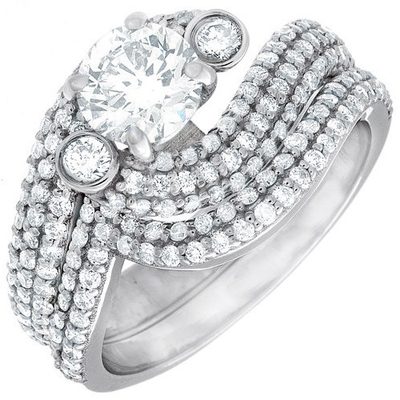 Antique Design Brilliant Round Cut 4.50 CT Diamond Bridal Set in 18k Gold
