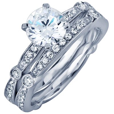 Platinum Bridal Ring Set 4.25 Carat Round Brilliant Cut Diamond GIA Certified