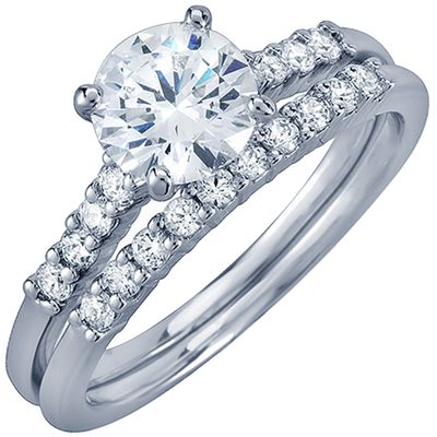 4.25 CT Round Brilliant Cut Diamond GIA Certified Bridal Ring Set 18k White Gold