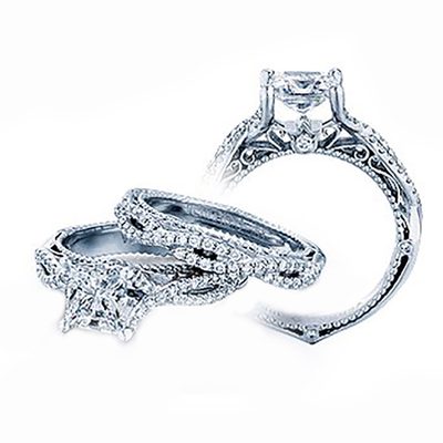 5.50 Carat 18k White Gold GIA Certified Round Shape Diamond Bridal Ring Set