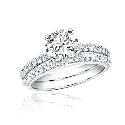 1.70 Center GIA Certified Round Brilliant Cut Diamond with Platinum Bridal Set