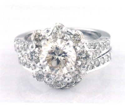 Bridal Ring Set 4.10 CTW Round Brilliant Cut Diamond GIA Certified 18k Gold