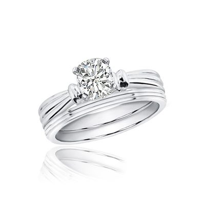 GIA Certified One Stone Cushion Cut 2.00 CT Diamond Bridal Set Ring 18k Gold