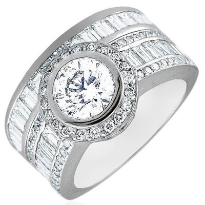 Bridal Ring Set Halo 5.50 Carat Round Shape Diamond GIA Certified 18k White Gold