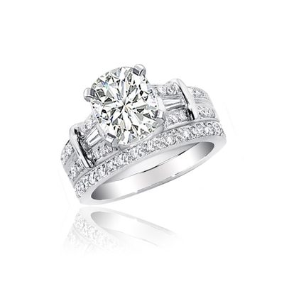 3.50 CT 18k Gold Vintage Inspired Cushion Cut Diamond Bridal Set Ring GIA Cer...