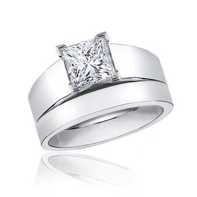 Exceptional Princess cut Diamond 2.00 Carat Bridal Ring Sets GIA certified 18K