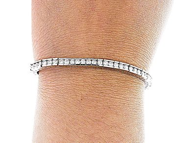3.00 CT Round Brilliant Cut Channel Set Diamond Bracelet - 14K White Gold