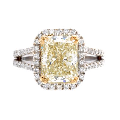 Vintage Style 2.25 CTW GIA Platinum Diamond Engagement Ring Radiant Fancy Yellow