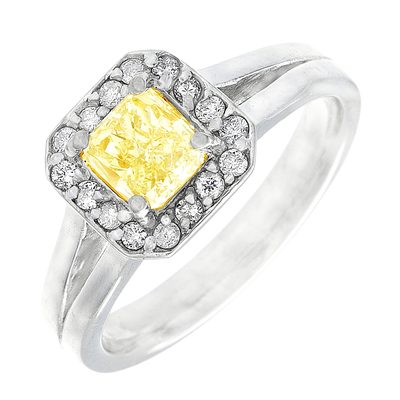14K White Gold GIA Certified 1.50 CT Natural Radiant Cut - Round Diamond Halo