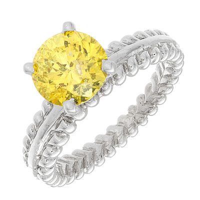 GIA Fancy Yellow Round Diamond Engagement 18k Fancy Yellow Solitaire 1.00 CT