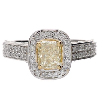 3.00 CTW Radiant cut Diamond Engagement Ring Fancy Yellow 18K Gold GIA Certified