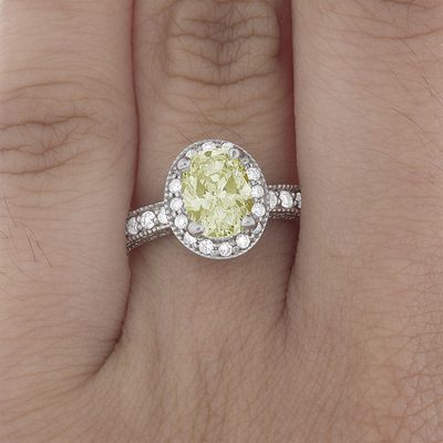 14K White Gold Fancy Yellow Diamond Ring GIA Certified & Appraisal