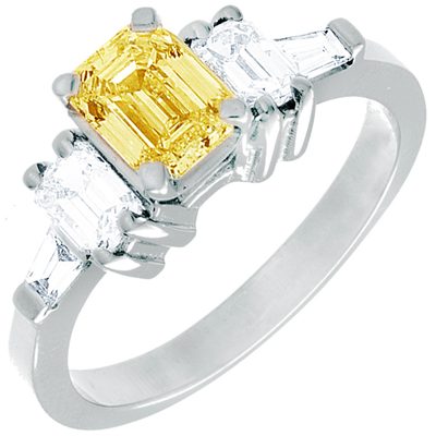 Marvelous 2.85 Carat Emerald cut Diamond Fancy Yellow GIA certified Platinum