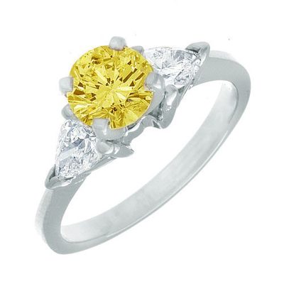GIA Certified 1.60 CT Fancy Yellow Cushion Cut Diamond Engagement Ring Platinum