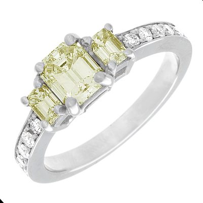 Fancy Yellow 4.20 CTW GIA Certified Emerald Cut Diamond Engagement Ring Platinum
