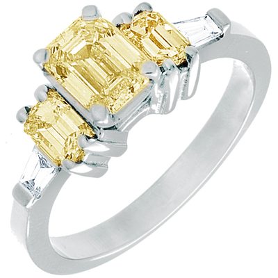 Phenomenal 3.03 CTW Emerald Cut Diamond Fancy Yellow GIA Certified Platinum