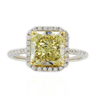 Estate antique 3.00 CTW Radiant cut Diamond Halo Round Shape Platinum GIA