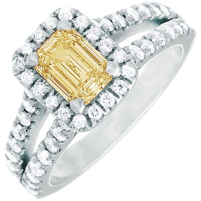 Brilliant 4.04 CTW Emerald cut Diamond Halo Round Shape GIA certified 18K WG