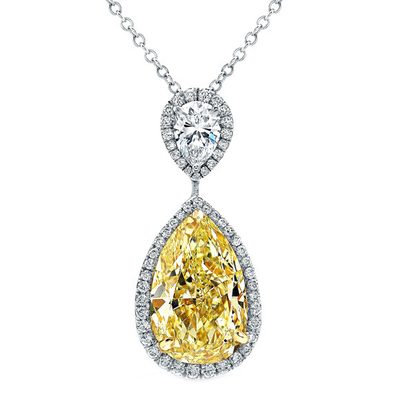Exquisite GIA Certified Fancy Yellow Pear Diamond Pendant – 9.75 TCW Platinum