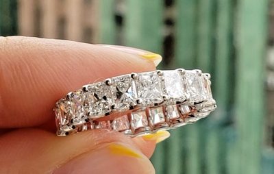 6.00 CT Colorless / VS1+  Radiant Cut Diamond Eternity Band - Platinum / U-Cut