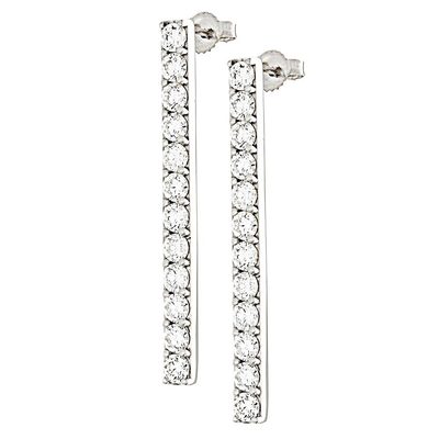 14K Gold Straight Line Round Shape Natural Diamond Earrings - 1.00 CTS  F Color