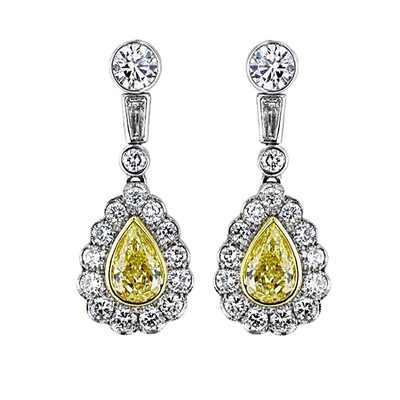 GIA Certified 3.65 TCW Fancy Yellow Diamond Drop Earrings –18K Gold | Appraised