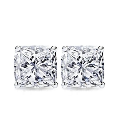 4.00 CT GIA Certified H/SI1 Cushion Cut Natural Diamond Studs -Platinum Settings