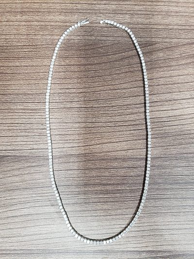 14K White Gold 10.26 TCW Natural Round Shape Diamond Tennis Necklace / G-H Color
